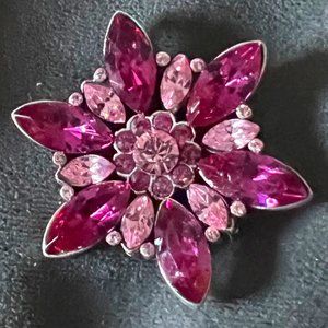 Chico's 1-3/4" Pink Crystals Starburst Brooch Pin LIKE NEW